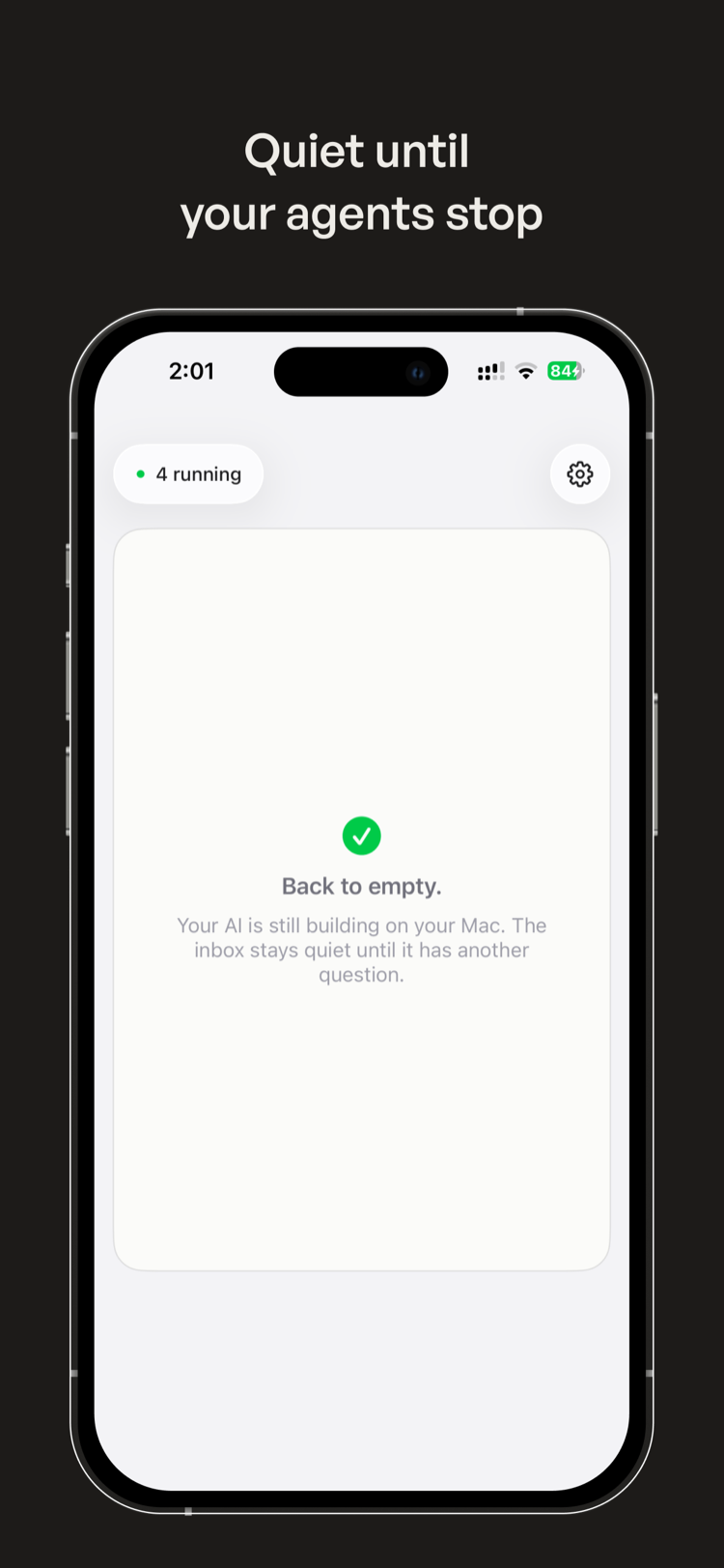 Empty state on iPhone while agents are still running on Mac.